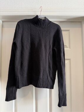 Lauren Ralph Lauren Black Merino Wool Cashmere Turtleneck Sweater